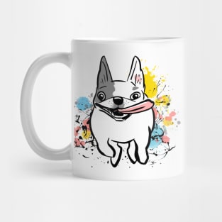 French Bulldog Running with Paint Splashes Frenchie Dog Mug